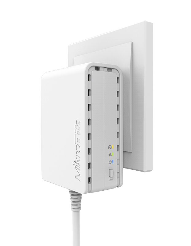 Power adapter with PWR-LINE functionality for microUSB powered MikroTik router